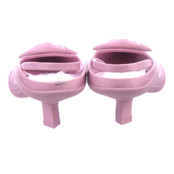 Prada Pink Kitten Heels Canvas Pleated Accents Slingback Pumps Size 6.5 - Picture 5 of 9